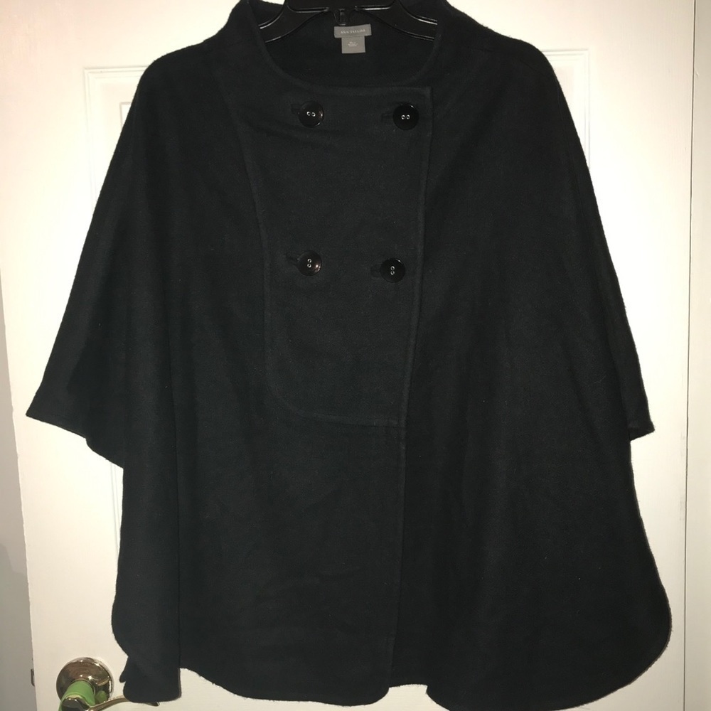 Ann Taylor Cape Shawl Poncho Jacket Button Up Wool Blend Double Breasted…